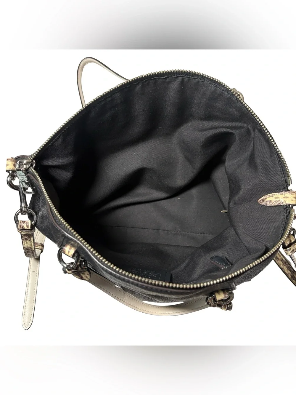 Coach Prairie Satchel Black Pebbled Leather Snake Embossed Crossbody